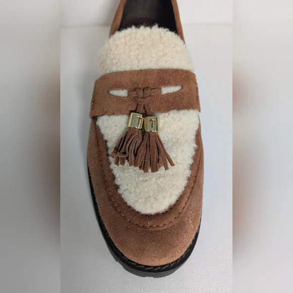 Talbot New Women's Cassidy Sherpa Loafers Moccasin Suede Brown Size 8 Cozy Foam - Picture 5 of 9
